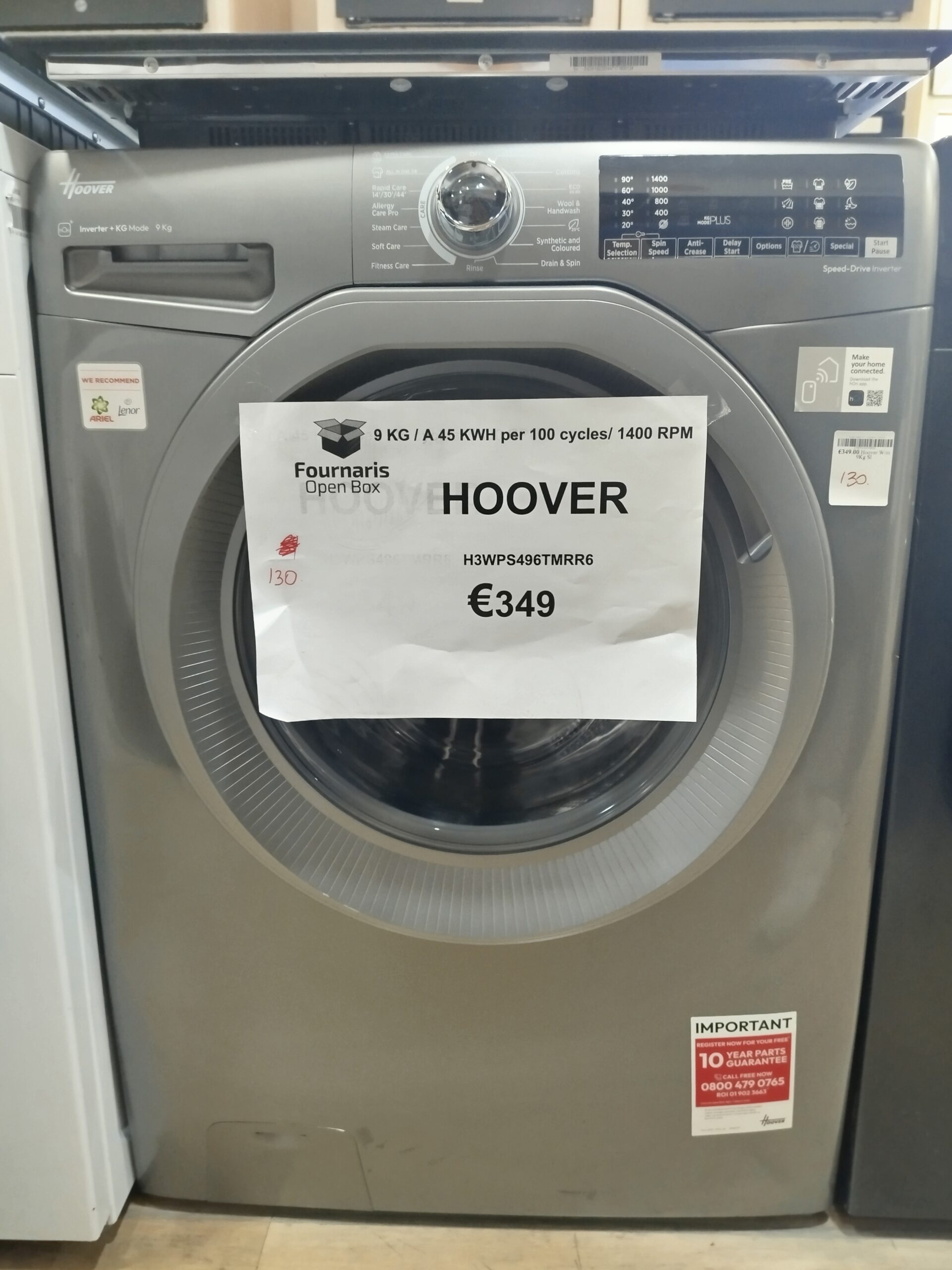 130. WASHING MACHINE HOOVER H3WPS496TMRR6