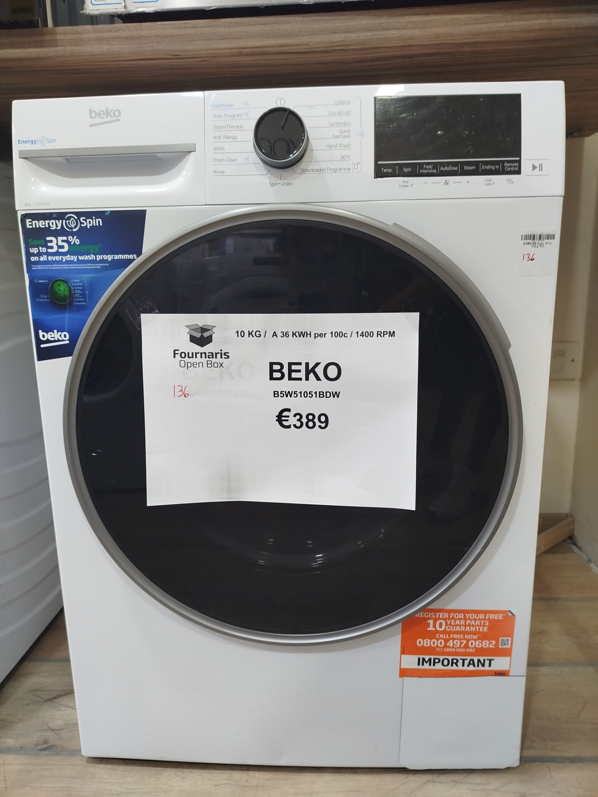 136. WASHING MACHINE BEKO B5W51051BDW